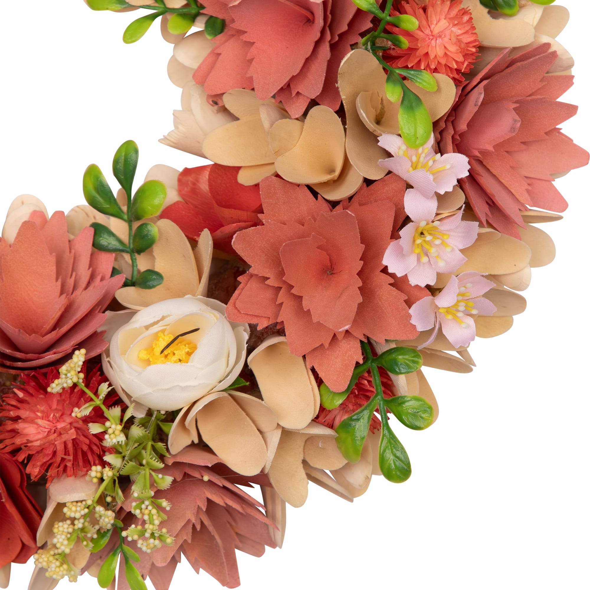 14" Mini Thistle & Ranunculus Artificial Wooden Spring Wreath